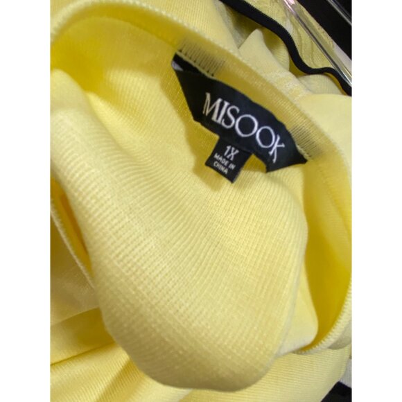 Misook 1X Yellow Black Open Front Jacket Set Sleeveless Tank Set Classic Luxury - Picture 7 of 12